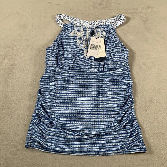 Cabana life Other - Cabana Life Charleston Tankini Top Womens XS Blue White Embroidered Swim 50+ UV